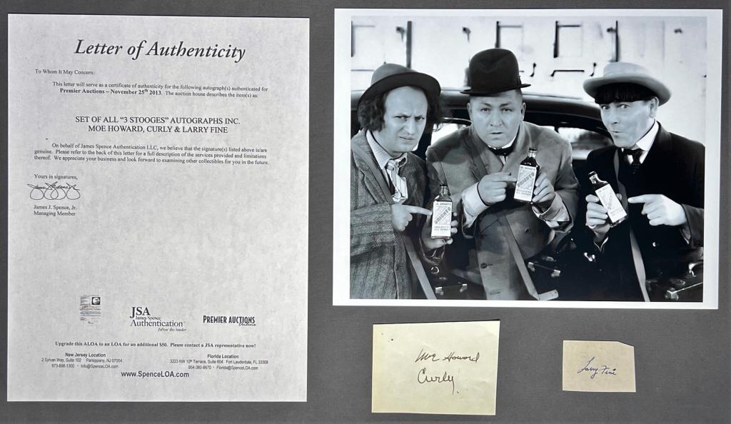 The Three Stooges- Set of 3 Autographs/ Signatures (1 of 4)