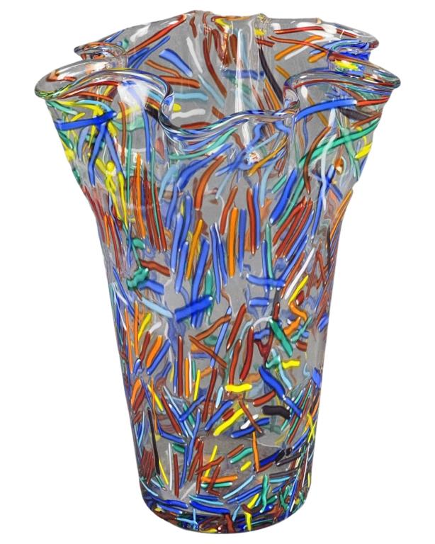 Dale Tiffany Hand Blown Art Glass Vase: Dale Tiffany Hand Blown Art Glass Vase. 11 1/2" tall. Good Condition.