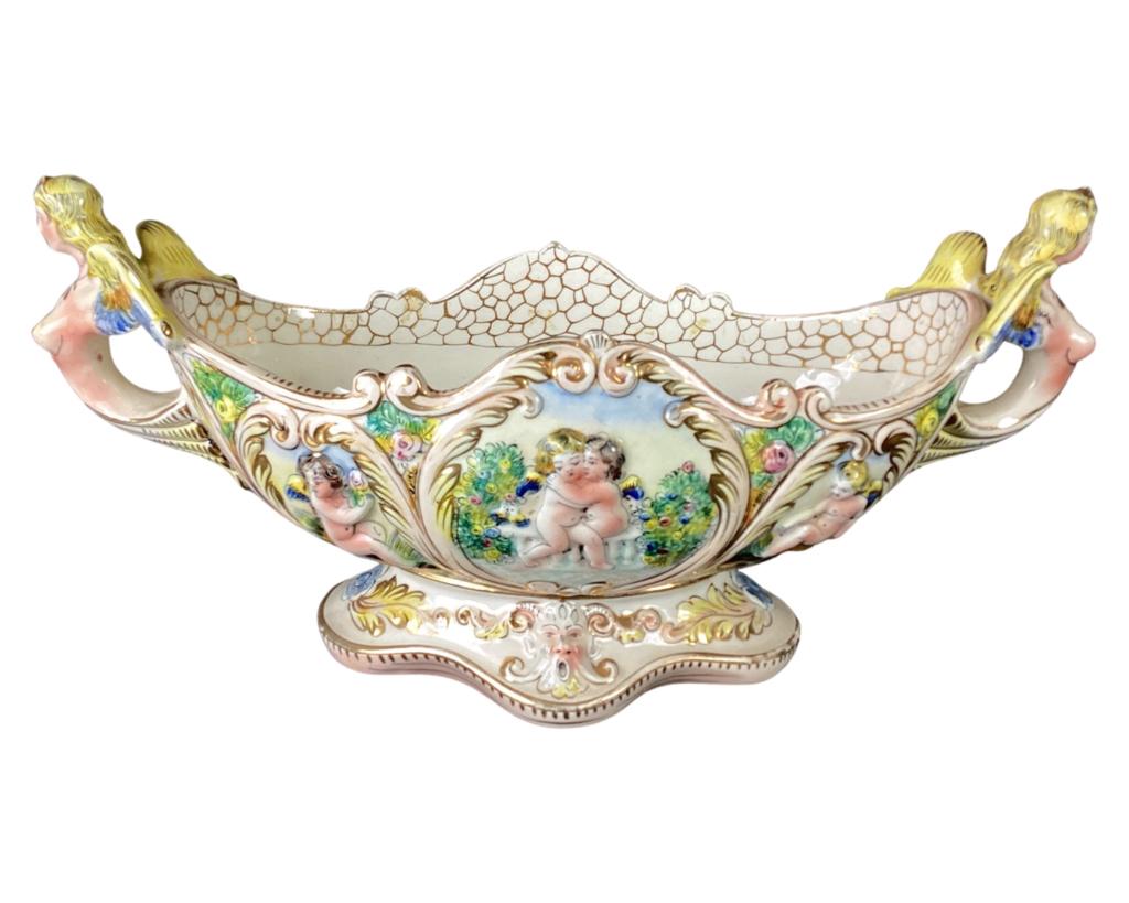 Capodimonte Centerpiece Caryatid Putti Bowl Italy (1 of 5)
