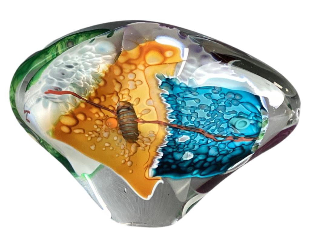 James R. Wilbat Colorful Art Glass Paperweight (1 of 6)