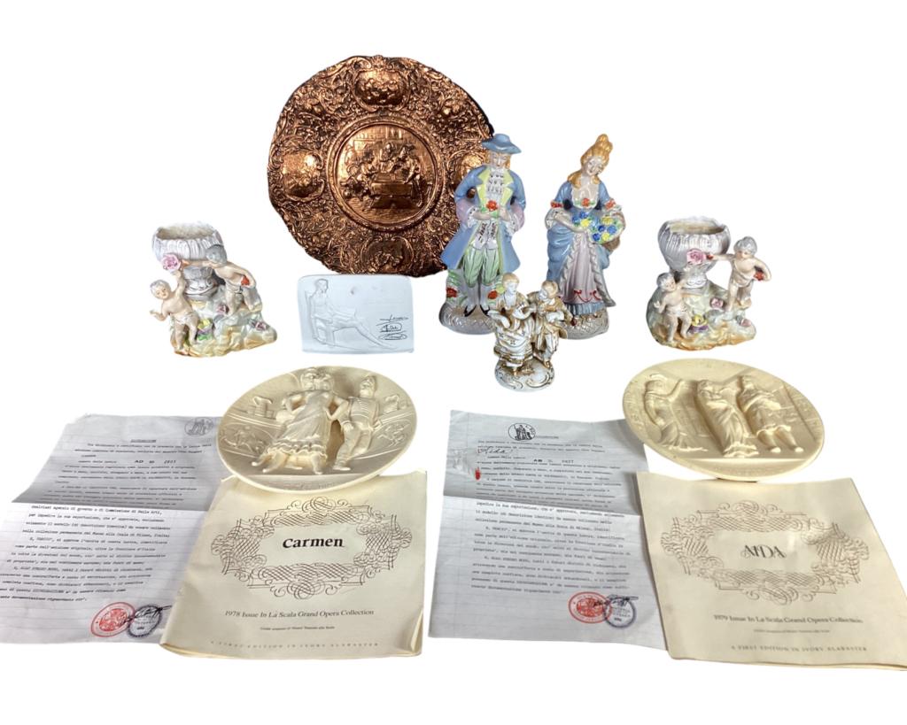 Victorian Porcelain Figurines & Alabaster Plates (1 of 7)