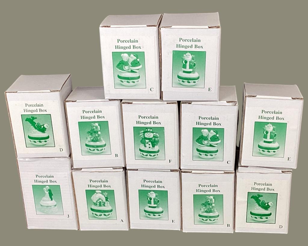 Group of  Santa Christmas Porcelain Trinket Boxes (1 of 8)