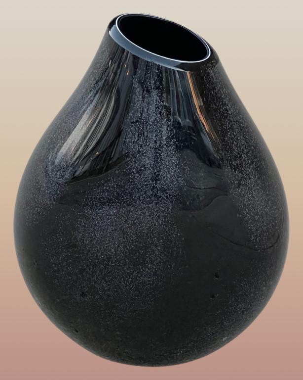 Paolo Crepax Arte Vetro Murano Large Black Vase (1 of 8)
