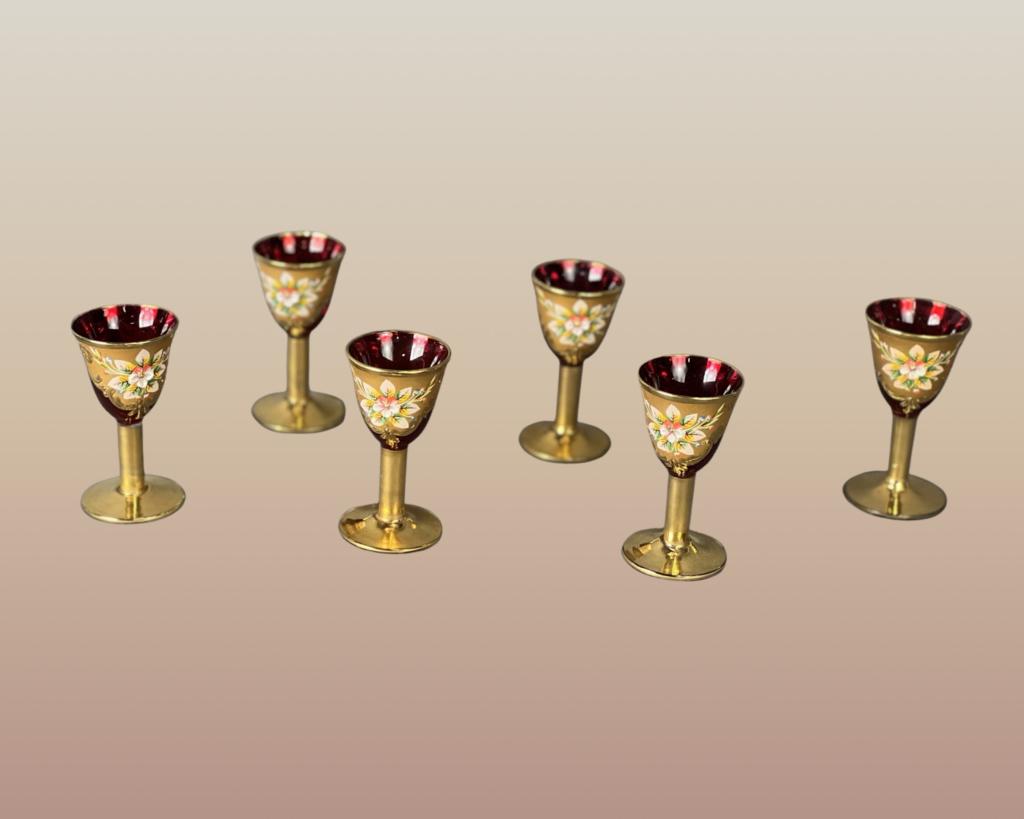 Venetian Murano Art Glass 24k Gold Shot Glasses (1 of 3)