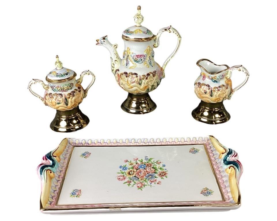 Capodimonte Porcelain Coffee/ Tea Set w/ Cherubs (1 of 14)
