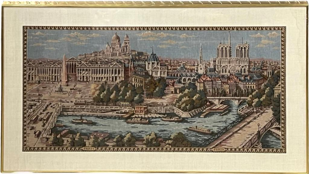 Vintage "View of Paris" French Framed Tapestry (1 of 4)