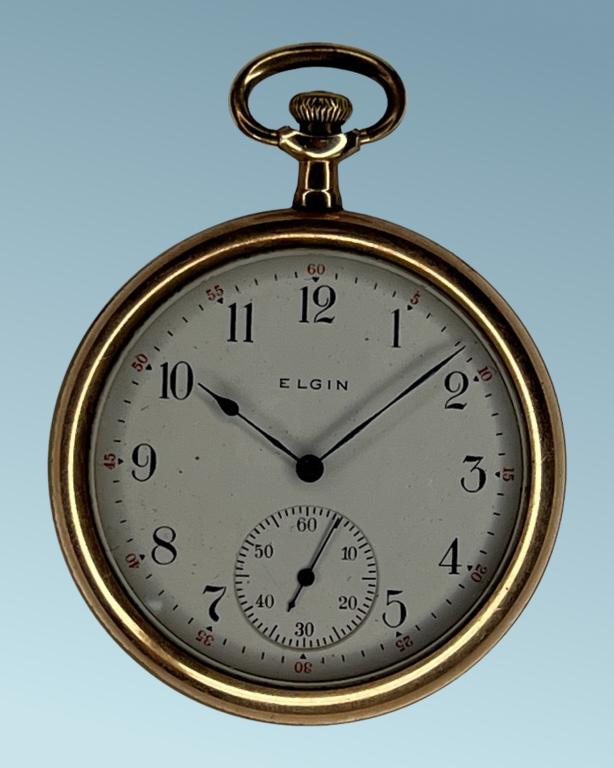 Antique Elgin 15 Jewels Pocket Watch in Gold Plate (1 of 5)