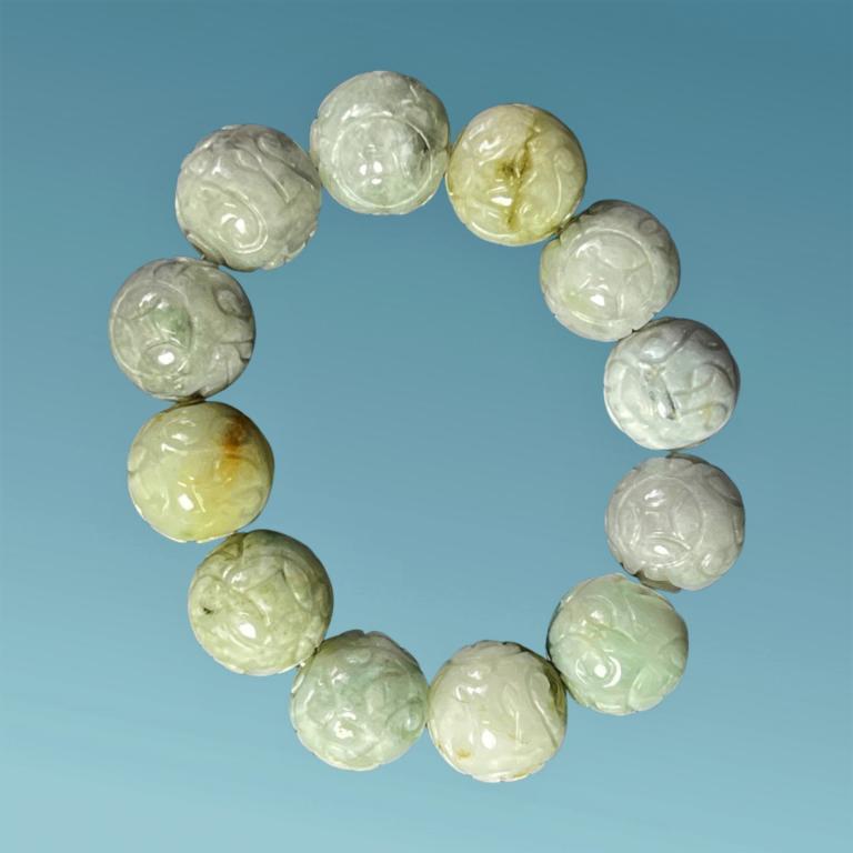 Chinese Jade/ Jadeite Stone Carved Bracelet (1 of 3)