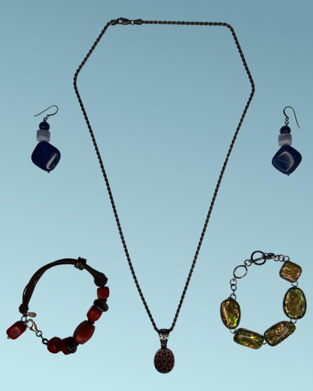 Sterling Silver Necklace, Bracelet & Earrings (1 of 7)