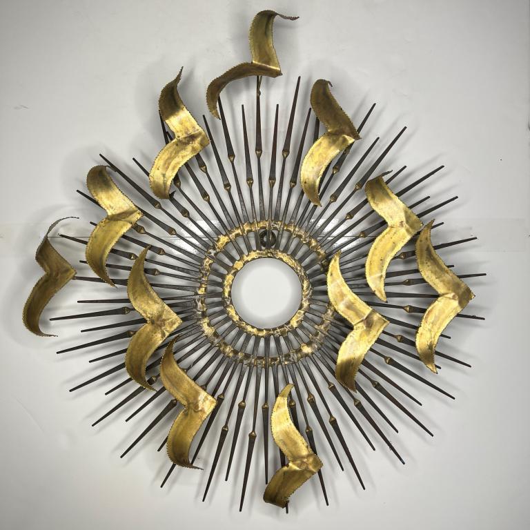 MCM Torch Cut Starburst Birds Brass Sculpture (1 of 2)