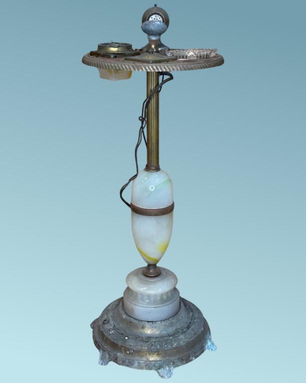 Art Deco Mico Floor Ashtray Stand- Alabaster Slag (1 of 7)