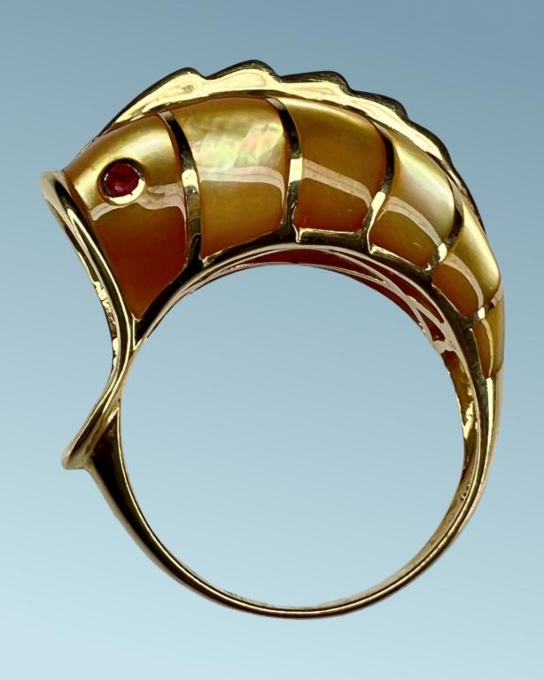 14k Gold Ladies Koi Fish Coctail Ring (1 of 5)