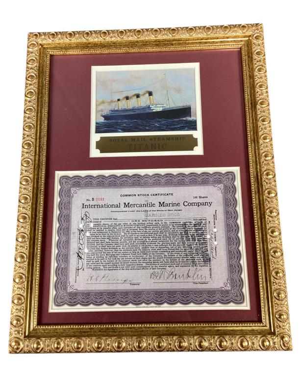 RMS Titanic- Framed Titanic Owners Stock (1 of 5)