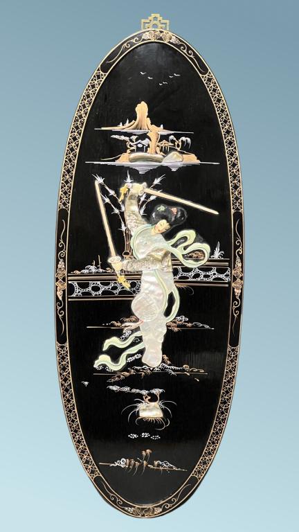 Asian Mother of Pearl Lady Warrior Wall Plaque (1 of 3)