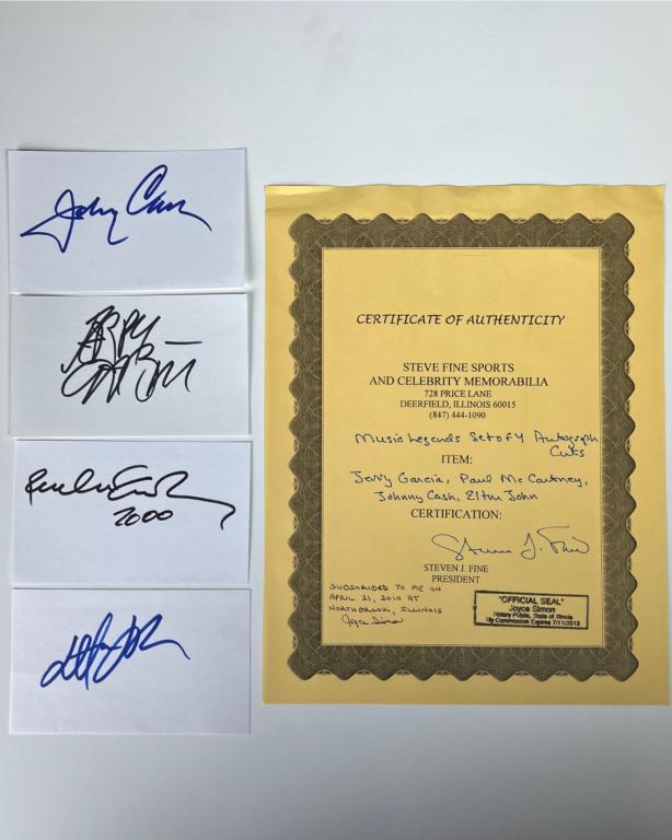 Music Legends Autographs- Garcia, Cash, McCartney, (1 of 4)