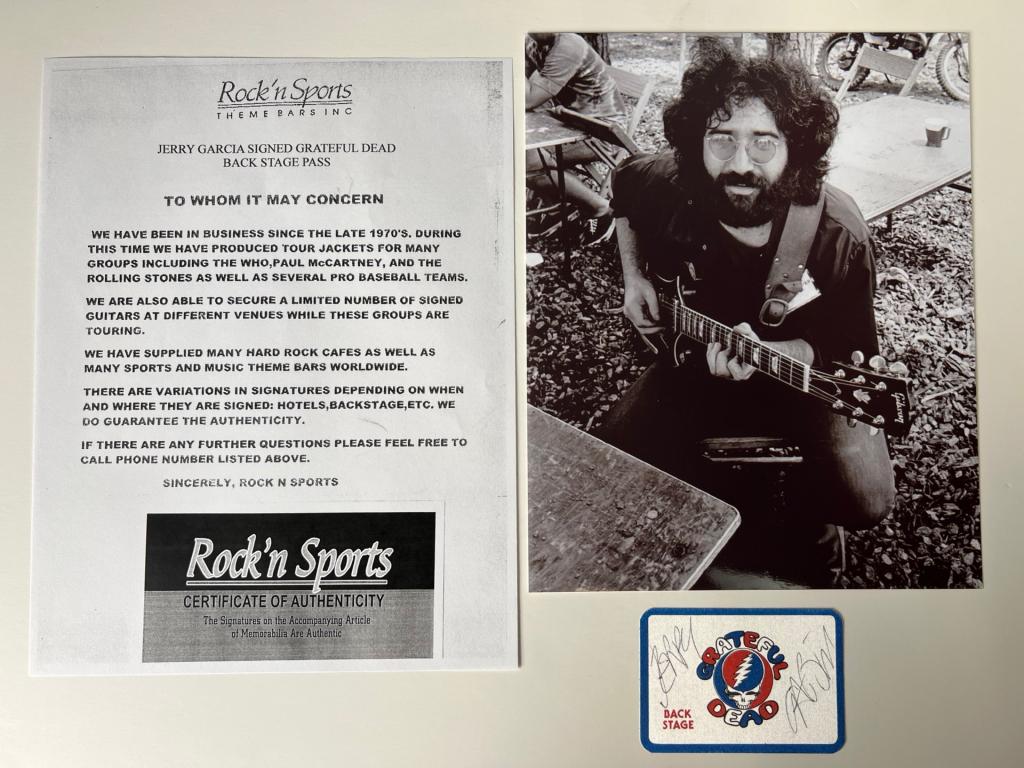 Jerry Garcia- Grateful Dead Signed Back Stage Pass (1 of 4)