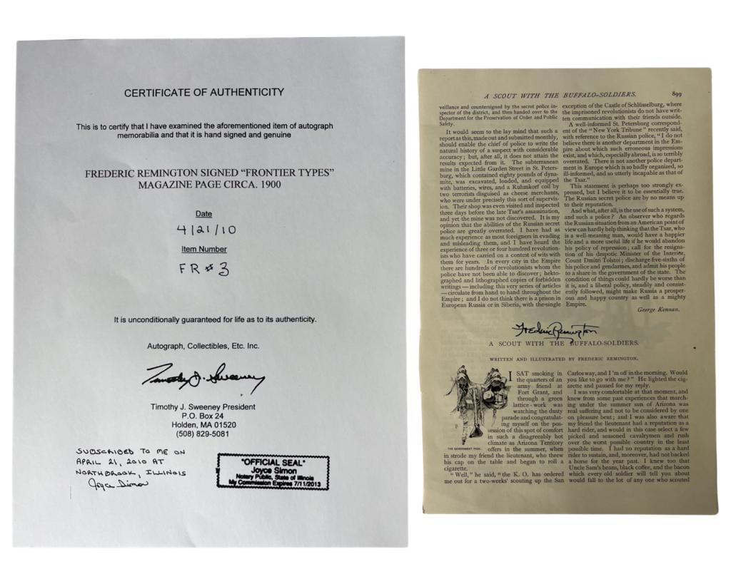 Frederic Remington Signed Frontier Magazine Page (1 of 5)