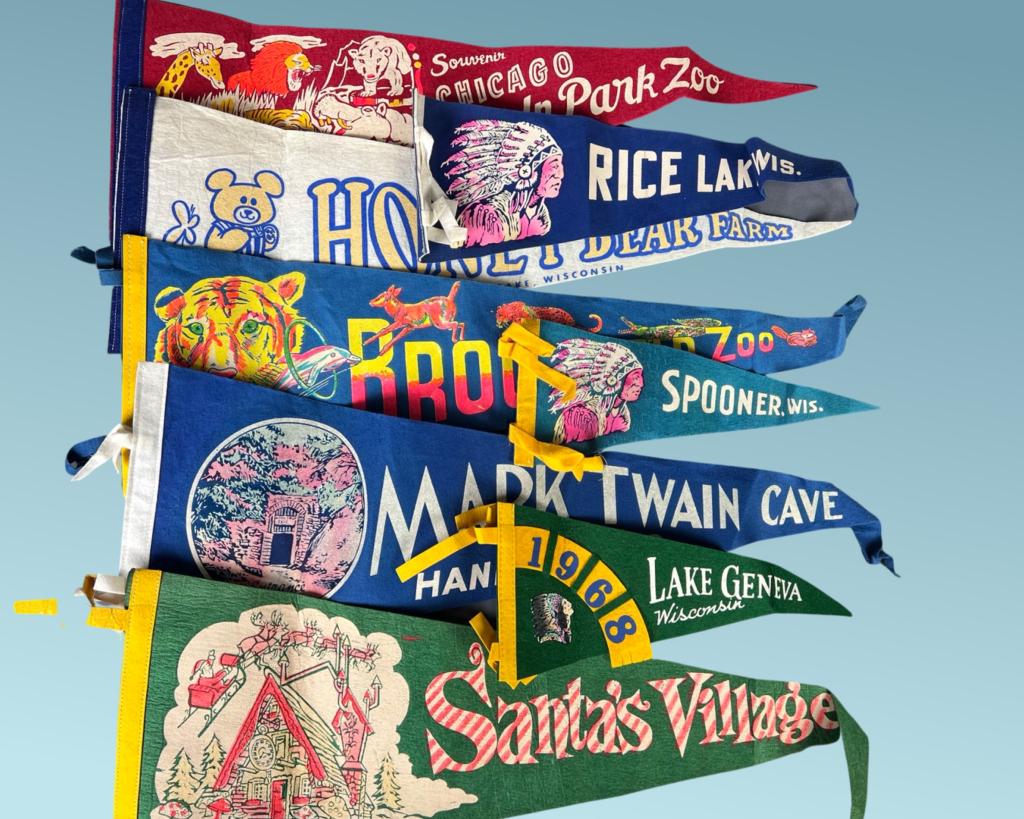 1960's Vintage Travel/ Souvenir Felt Pennants: Group of 1960's Vintage Travel/ Souvenir Felt Pennants
