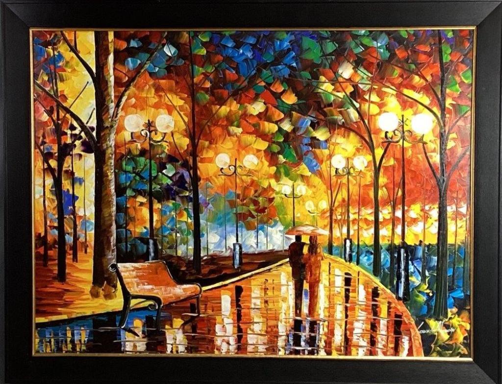 Leonid Afremov- Autumn Scene w Couple Oil Painting (1 of 4)