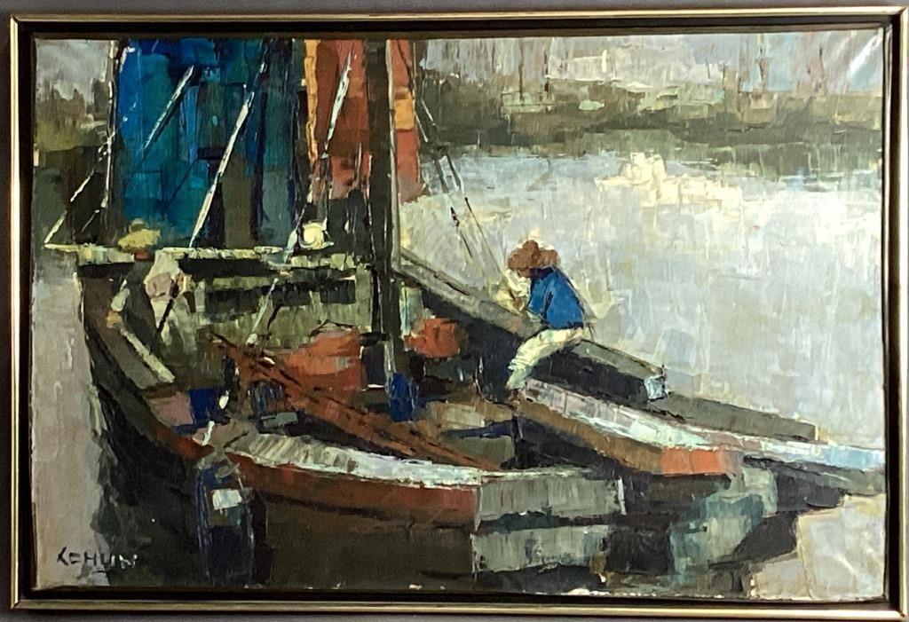 Lau Chun- Fisherman Boat Oil Painting (1 of 4)