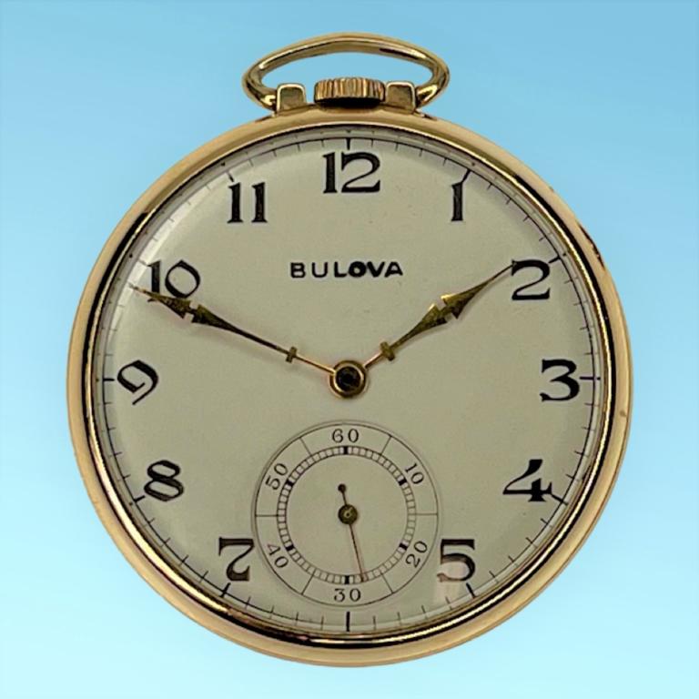 Antique Bulova Pocket Watch- 10k Rolled GP Case: Antique Bulova Pocket Watch in 10k Rolled Gold Plate Case. Working Condition.