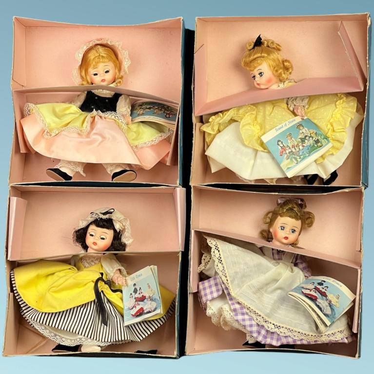 Madame Alexander Vintage Dolls in Original Boxes: Four Vintage Madame Alexander Dolls in original Boxes including Meg 7814, Amy 7811, French 0790 and Bo Peep 0783.