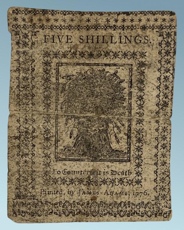 1776 Five Shillings Colonial Note/ Banknote- Delaw (1 of 2)