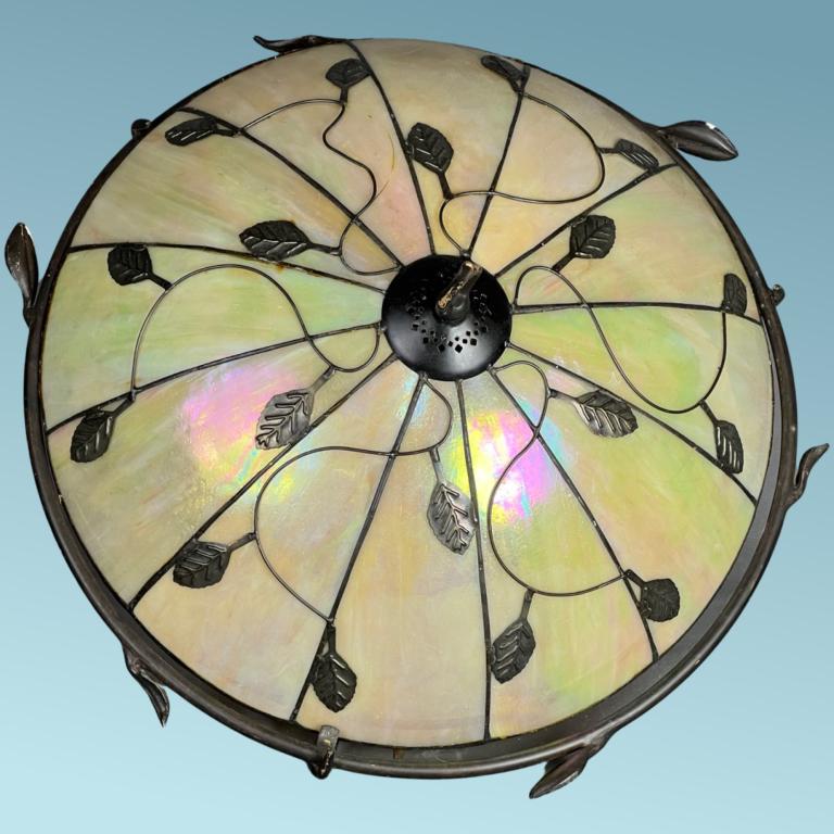 Vintage Quoizel Stained Slag Glass Light Fixture (1 of 4)