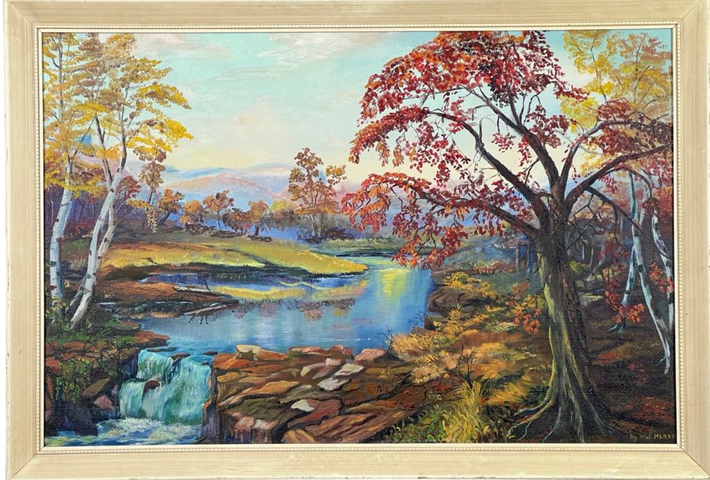 W.J. Merkel- Landscape w/ River Oil Painting (1 of 3)