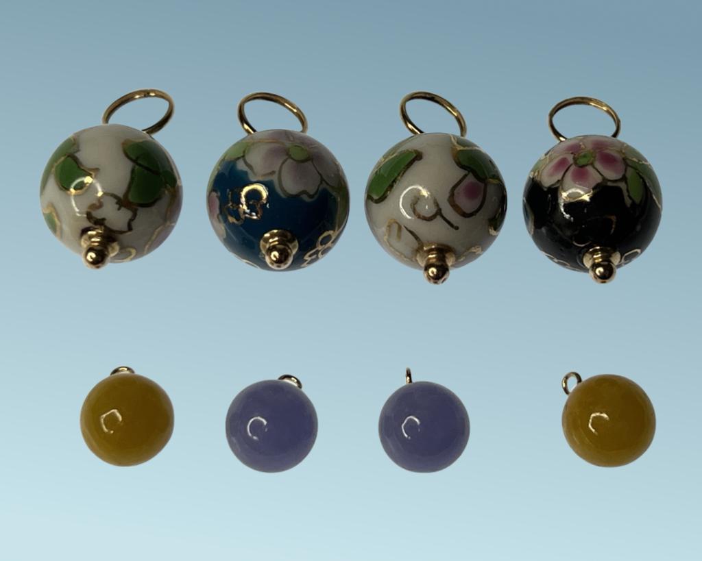14k Gold & Cloisonne Enamel Lucky Charm Pendants (1 of 2)