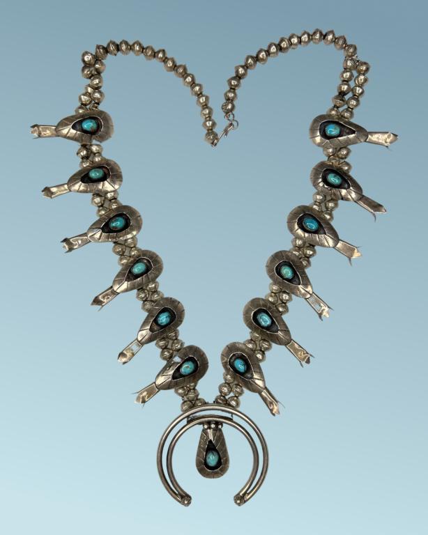 Native American Squash Blossom Sterling Necklace (1 of 3)