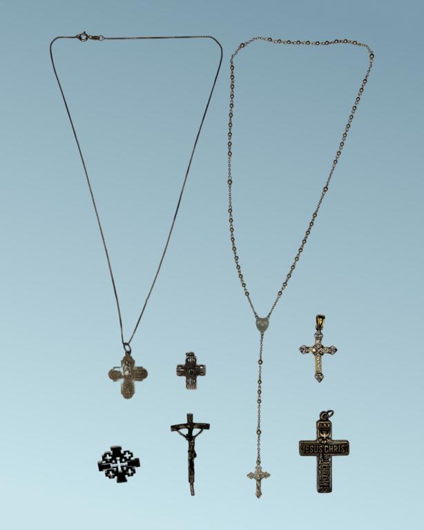 Group of Sterling Silver Religious Crosses (1 of 15)