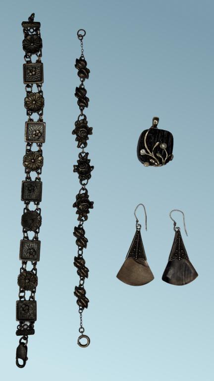 Sterling Silver Bracelets, Earrings & Pendant (1 of 6)