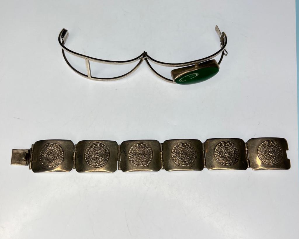 Two Sterling Silver Brqcelets- Inka & Green Agate (1 of 7)