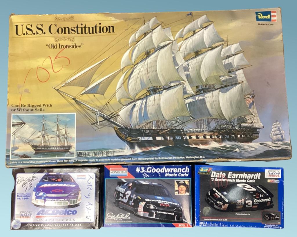 Large USS Constitution Ship & Racing Cars Models (1 of 6)