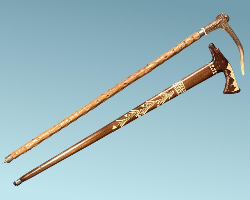 Two Vintage Carved Walking Canes/ Sticks (1 of 6)