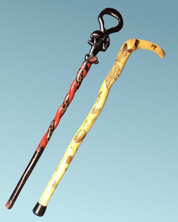 Vintage Wood Carved Walking Sticks/ Canes (1 of 6)