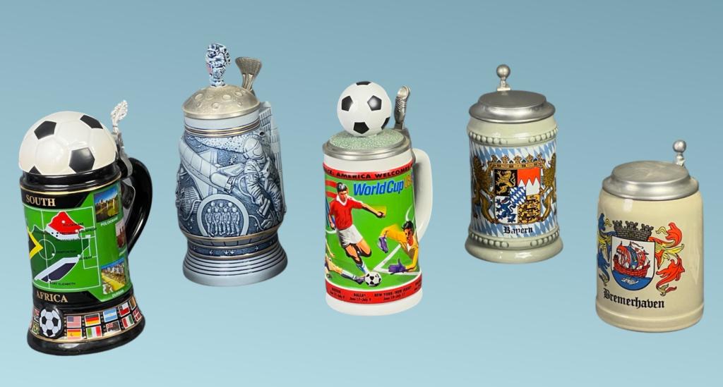 Vintage German Lidded Beer Steins- World Cup, Socc (1 of 11)