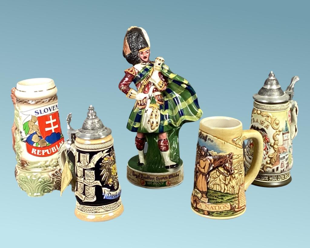 Beer Steins & Royal Daulton Whiskey Decanter (1 of 6)