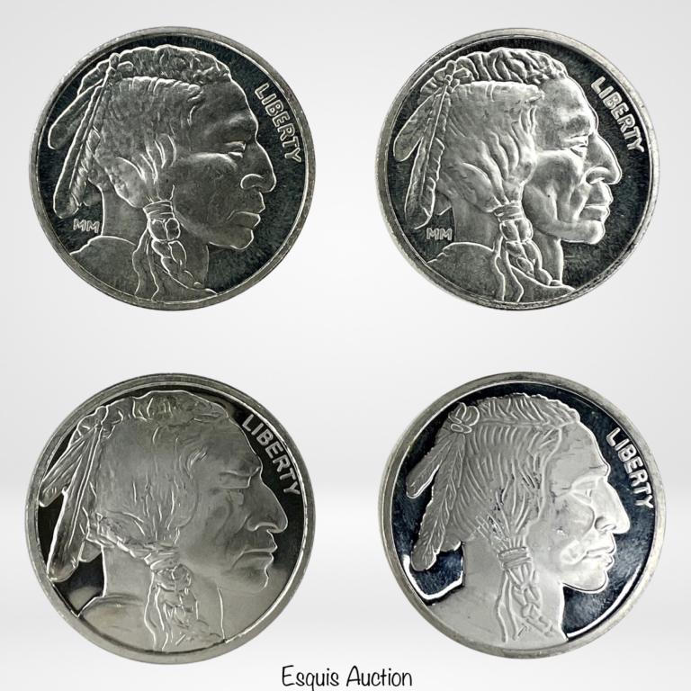 Four 1 troy oz .999 Silver Buffalo Rounds/ Coins (1 of 4)