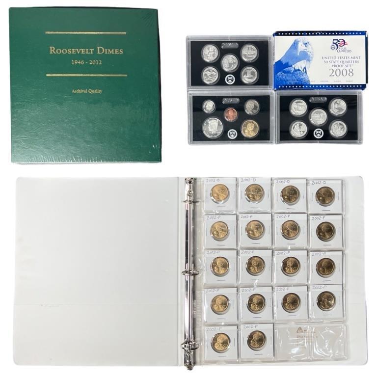 US Proof Coin Sets, Sacagawea Dollars, Roosevelt (1 of 8)