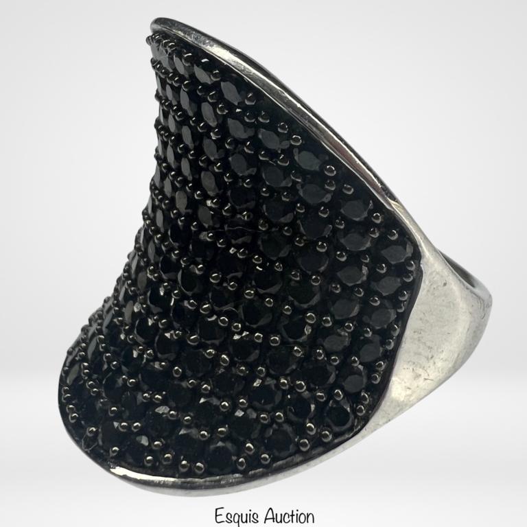 Natural Thai Black Spinel & Sterling Silver Ring (1 of 5)