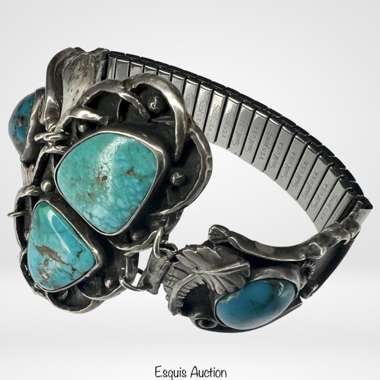 Native American Sterling & Turquoise Bracelet (1 of 3)