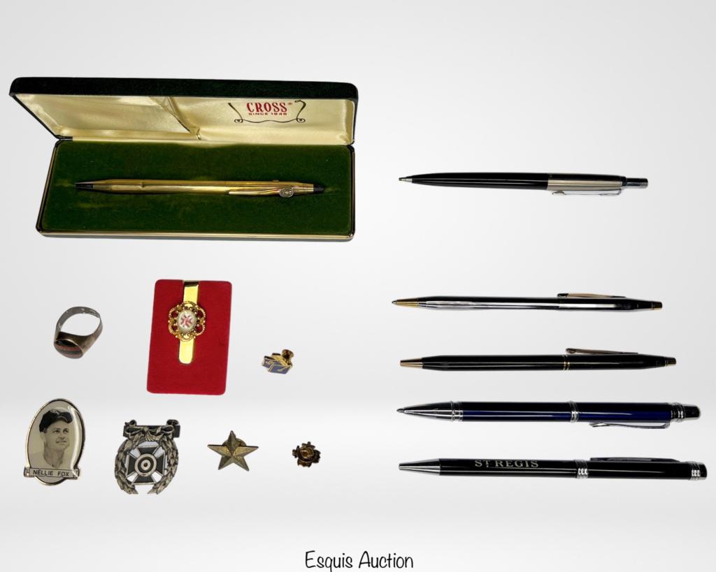 Gentlemen's Lot- Pens, Pins, Ring, Military Insign (1 of 13)