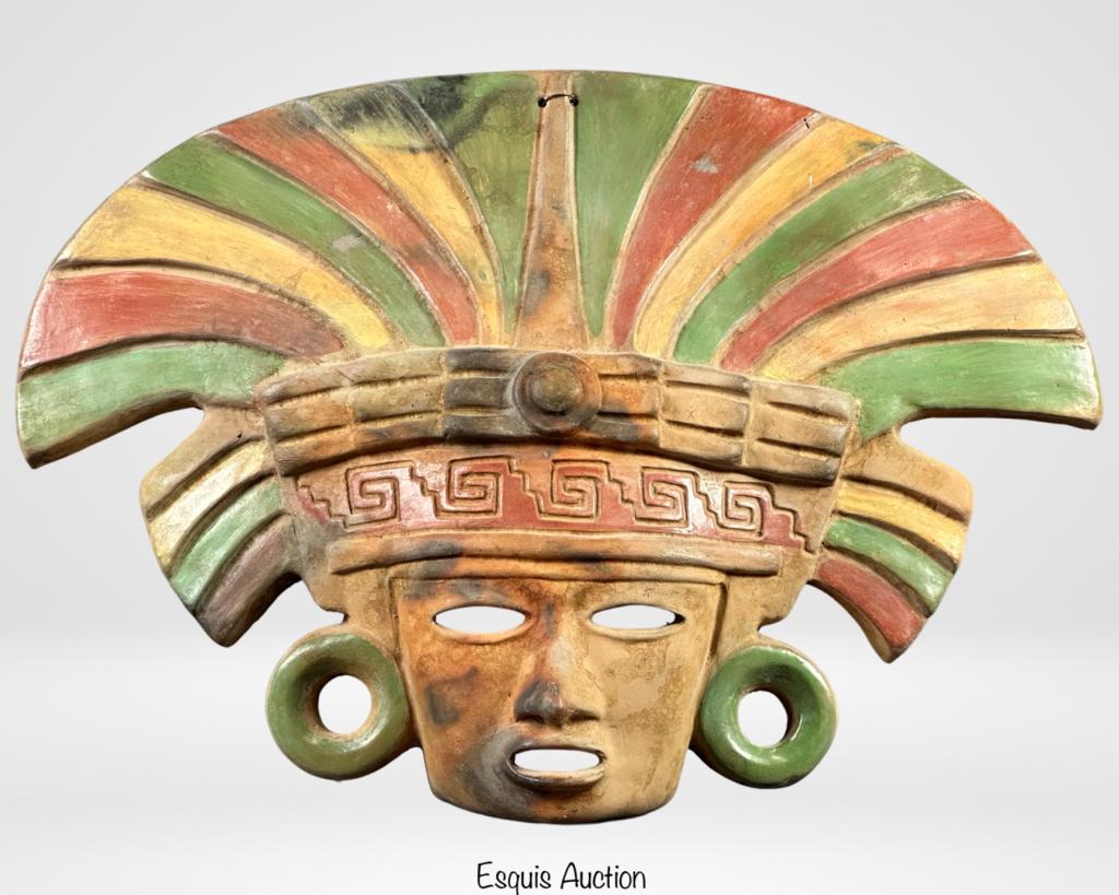 Large Maya Jaguar Priest Ceramic Wall Mask (1 of 4)