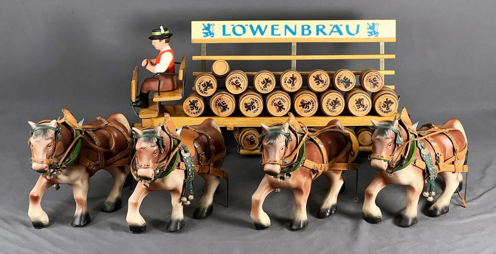 Lowenbrau Beer Barrel Wagon Display w/ Horses (1 of 8)