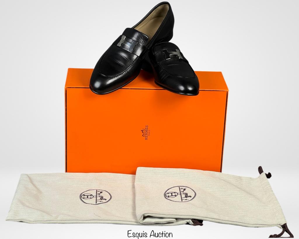 Hermes Men's Paris Goatskin Mokassin Loafers S9.5 (1 of 6)