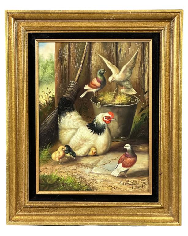 Eugene Remy Maes (after) Farmyard Oil Painting (1 of 3)