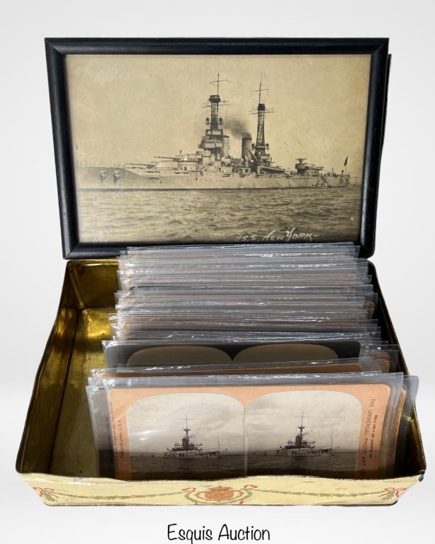 Antique Military Navy Stereoview Cards- Battleship (1 of 7)