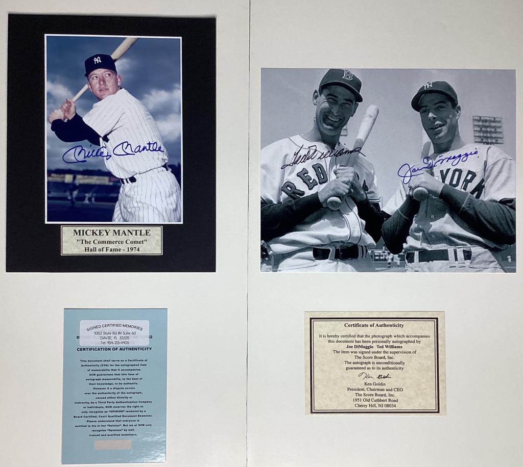 Baseball Legends Signed Photos- Mantle, DiMaggio, (1 of 11)